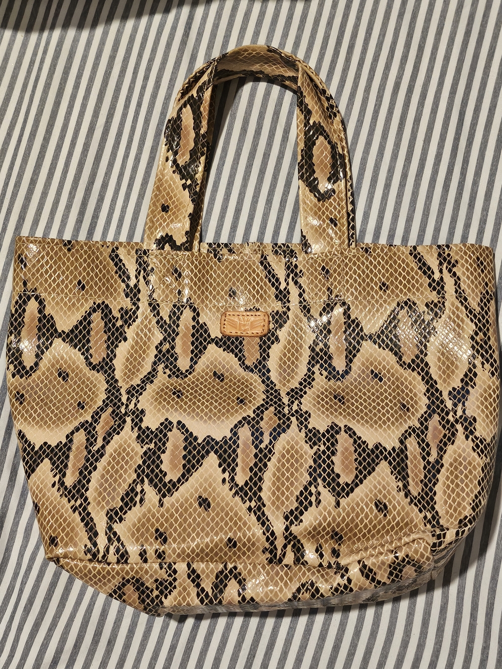 Snake-Print Small Tote Bag